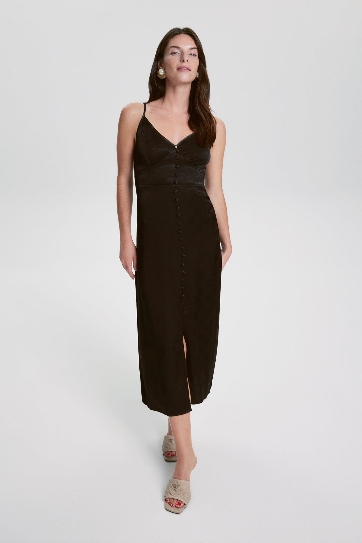 House Of Silk-Marie Viskon Jakarlı Elbise Siyah-Elbise-3-Milagron.com