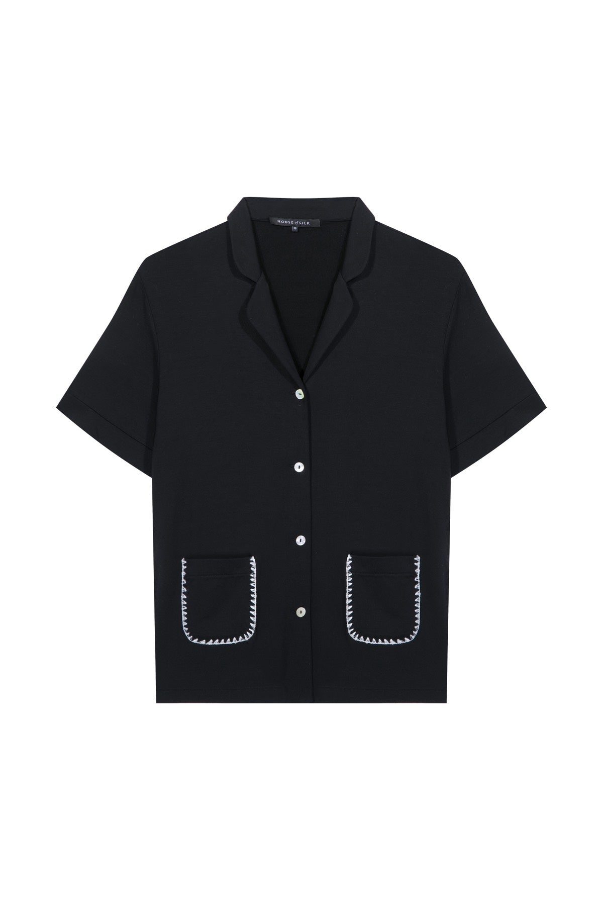 House Of Silk-Talia Viskon Dikiş Detaylı Şort Takım Siyah-Pijama Takımı-4-Milagron.com