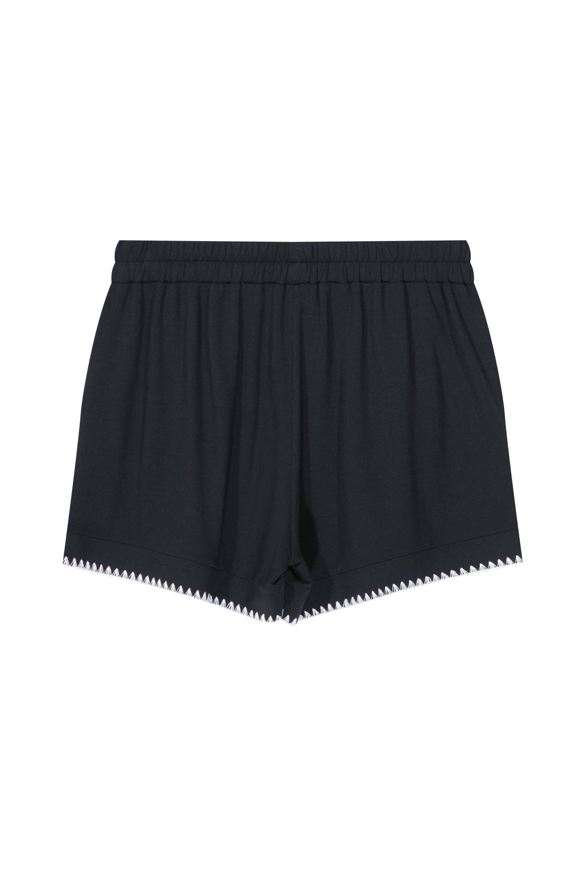 House Of Silk-Talia Viskon Dikiş Detaylı Şort Takım Siyah-Pijama Takımı-6-Milagron.com