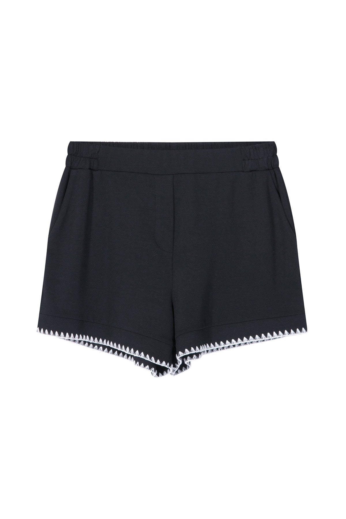 House Of Silk-Talia Viskon Dikiş Detaylı Şort Takım Siyah-Pijama Takımı-7-Milagron.com