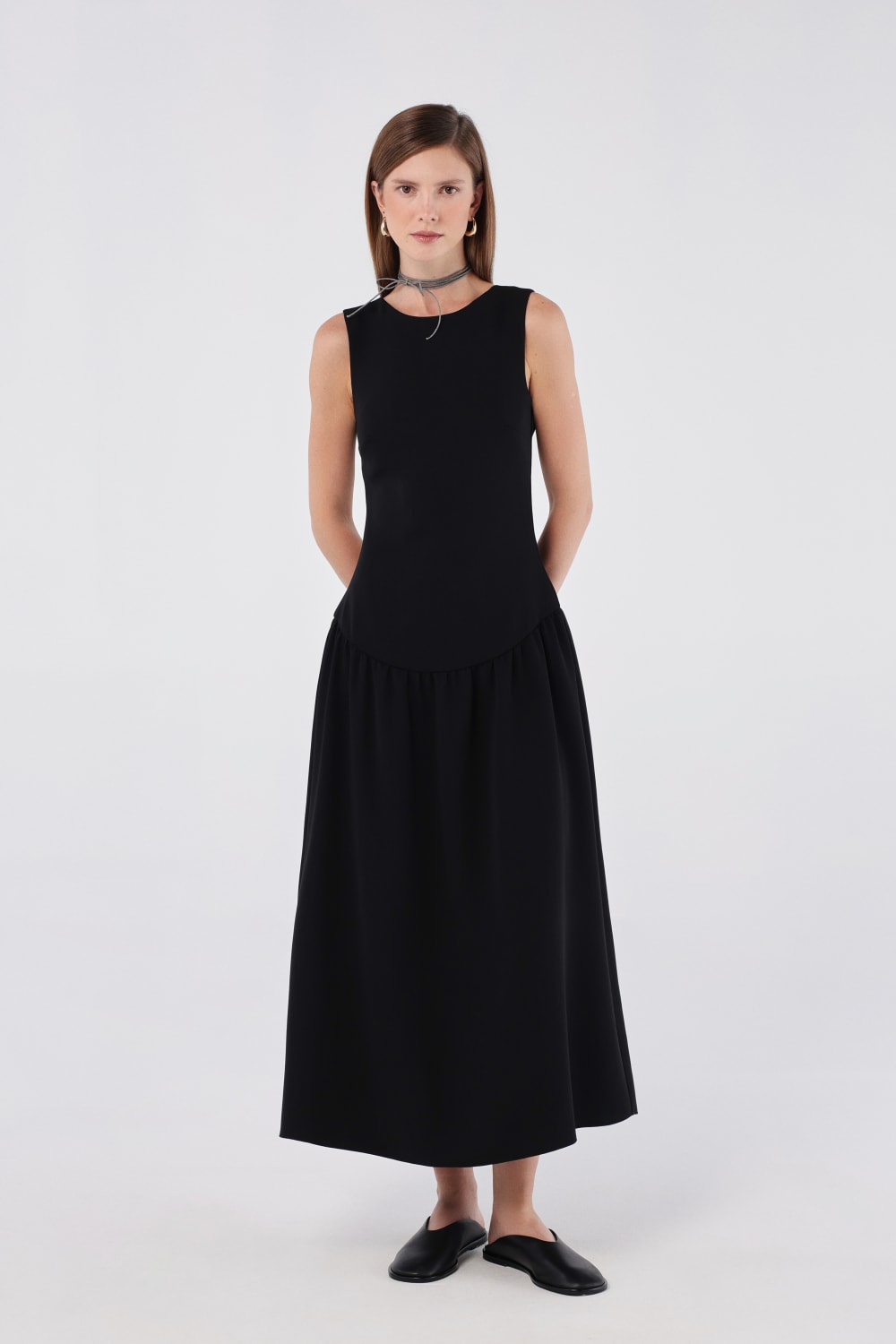 House of IKA-Derin V Kesim Sırtlı Midi Elbise-Elbise-1-Milagron.com