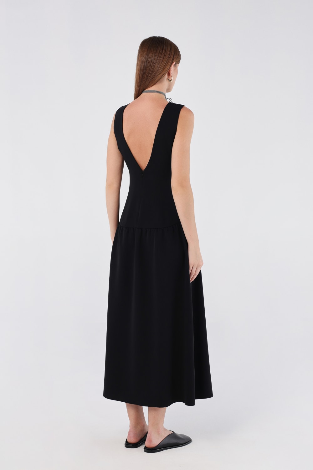 House of IKA-Derin V Kesim Sırtlı Midi Elbise-Elbise-3-Milagron.com