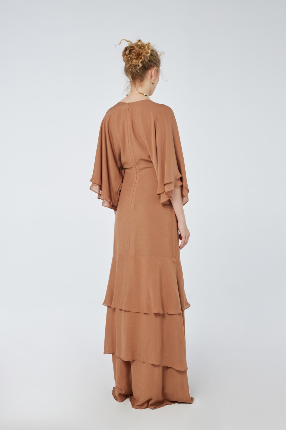 House of IKA-Derin V Yaka Viskon Maxi Elbise-Elbise-3-Milagron.com