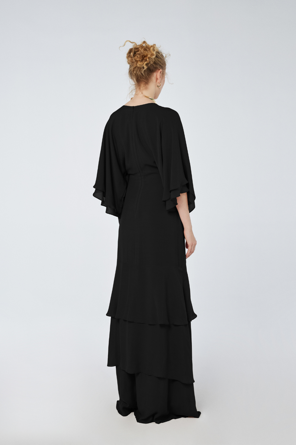 House of IKA-Derin V Yaka Viskon Maxi Elbise-Elbise-3-Milagron.com