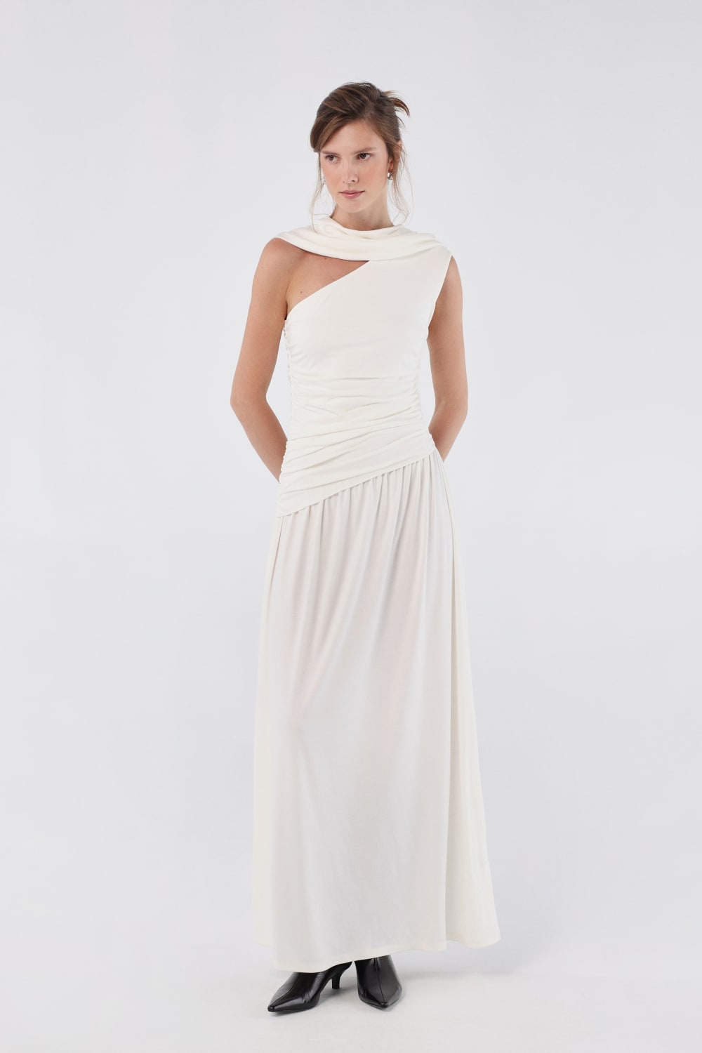 House of IKA-Drapeli Maxi Elbise-Elbise-1-Milagron.com