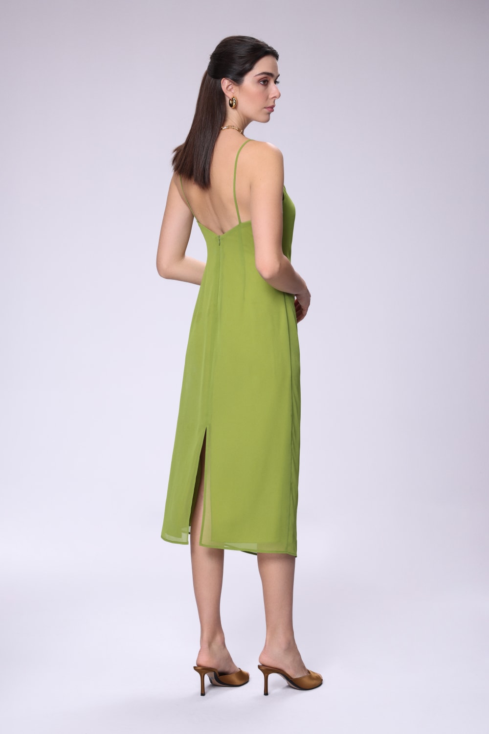 House of IKA-Drapeli Şifon Elbise-Elbise-3-Milagron.com