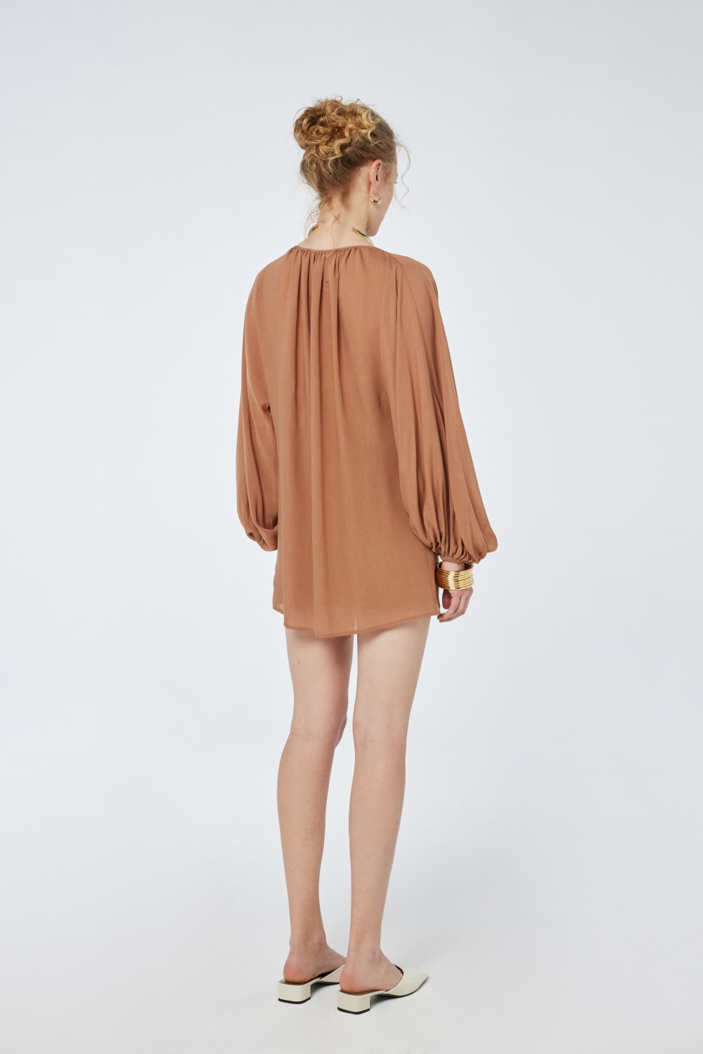 House of IKA-Hacimli Yarasa Kollu Viskon Mini Elbise-Elbise-3-Milagron.com