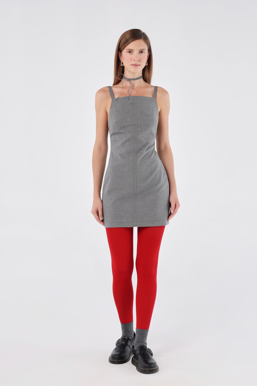 House of IKA-Kare Yaka Mini Elbise-Elbise-1-Milagron.com