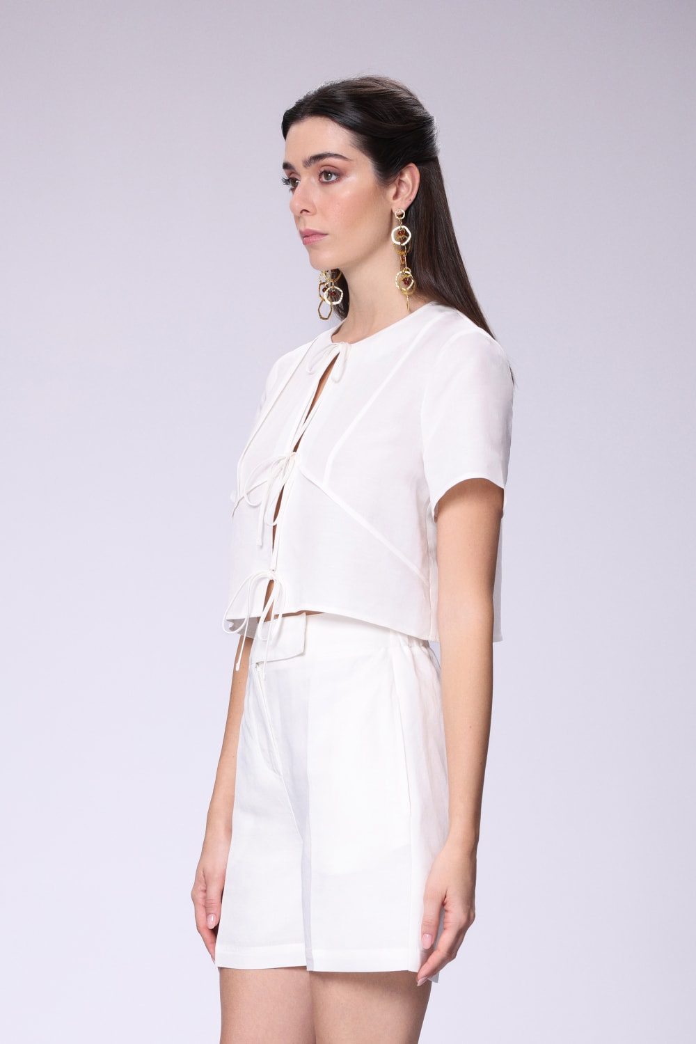 House of IKA-Önden Bağlamalı Keten Bluz-Bluz-2-Milagron.com