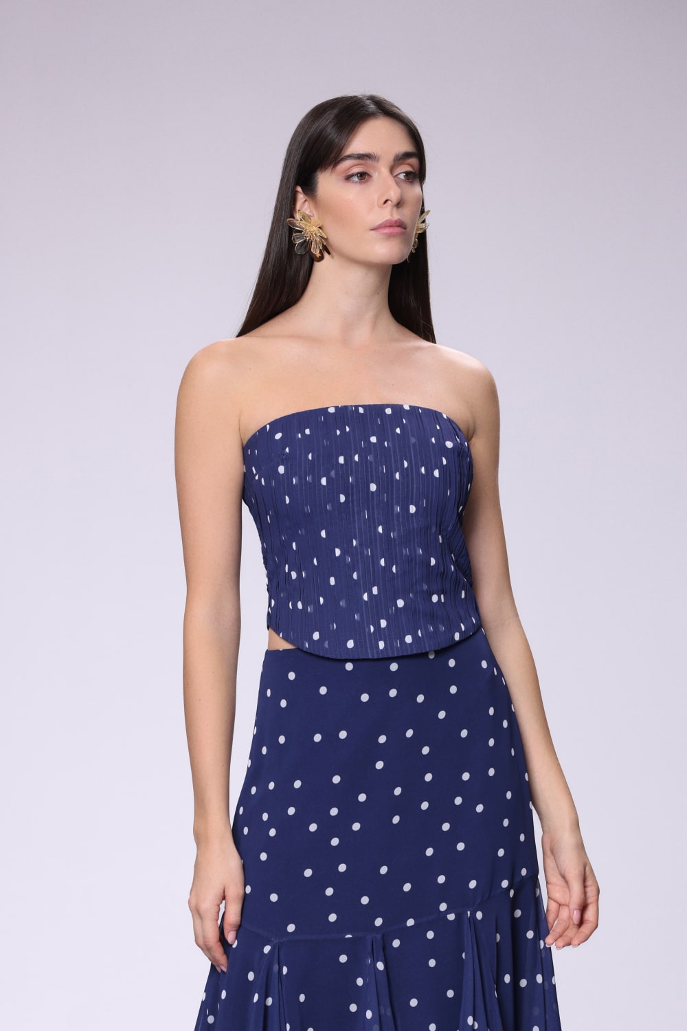 House of IKA-Puantiyeli Straplez Bluz-Bluz-1-Milagron.com