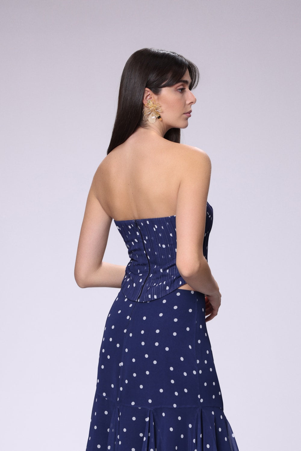 House of IKA-Puantiyeli Straplez Bluz-Bluz-3-Milagron.com