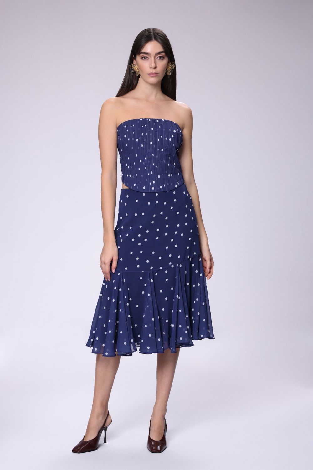 House of IKA-Puantiyeli Straplez Bluz-Bluz-4-Milagron.com