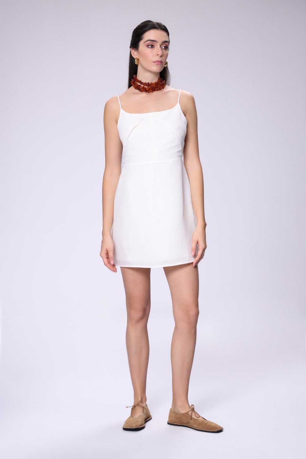 House of IKA-Sırtı Açık Keten Elbise-Elbise-1-Milagron.com