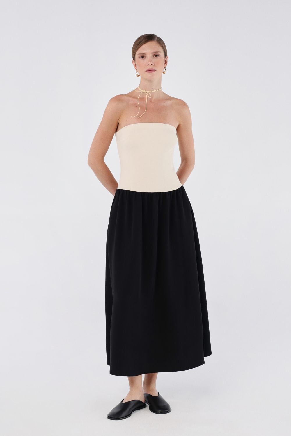 House of IKA-Straplez Kontrast Elbise-Elbise-1-Milagron.com