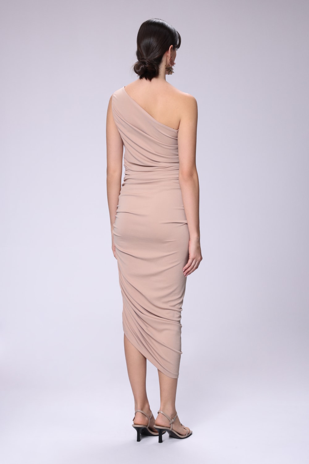 House of IKA-Tek Omuz Büzgülü Elbise-Elbise-3-Milagron.com