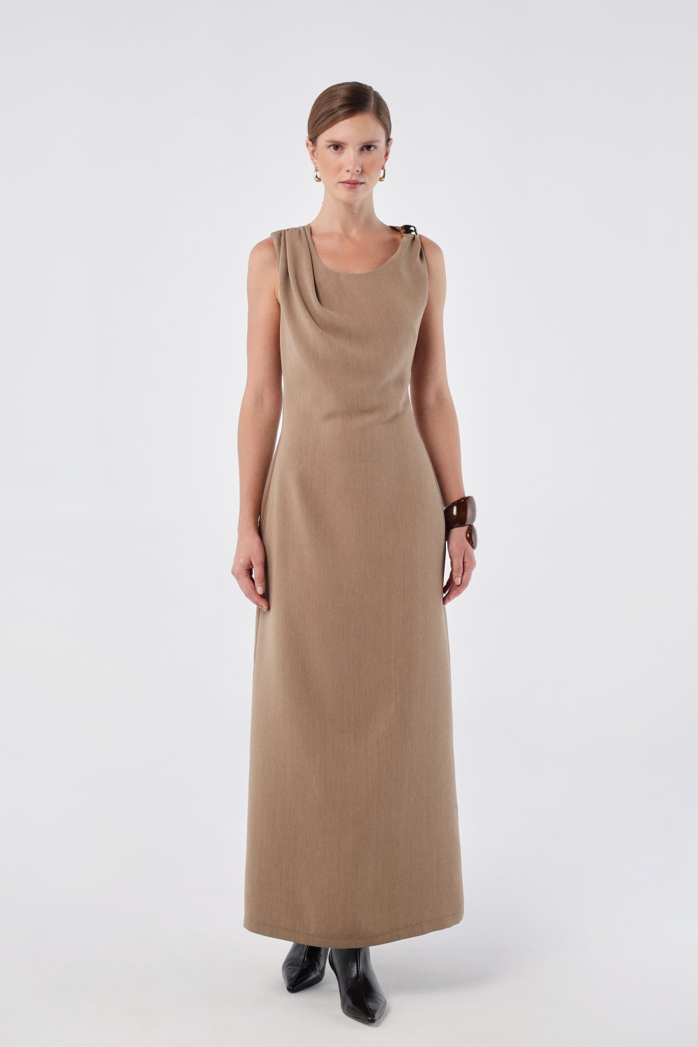 House of IKA-Tokalı Bükümlü Sırtlı Elbise-Elbise-1-Milagron.com