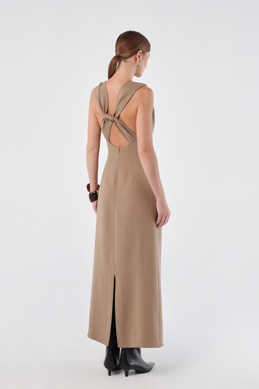 House of IKA-Tokalı Bükümlü Sırtlı Elbise-Elbise-2-Milagron.com