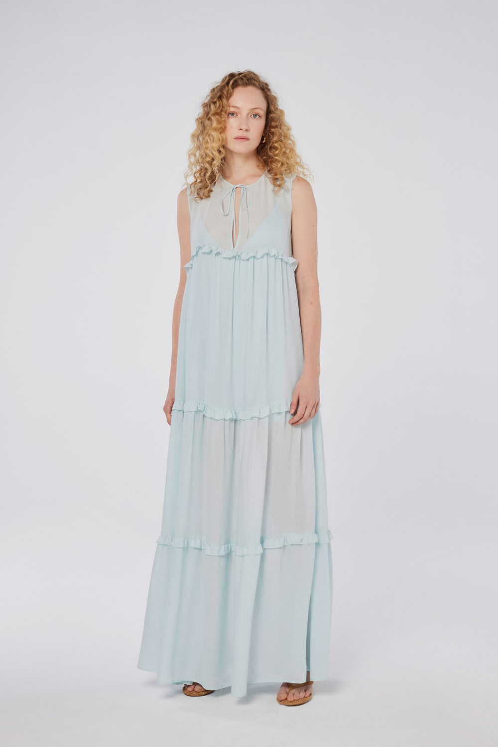 House of IKA-Volanlı Viskon Maxi Elbise-Elbise-1-Milagron.com