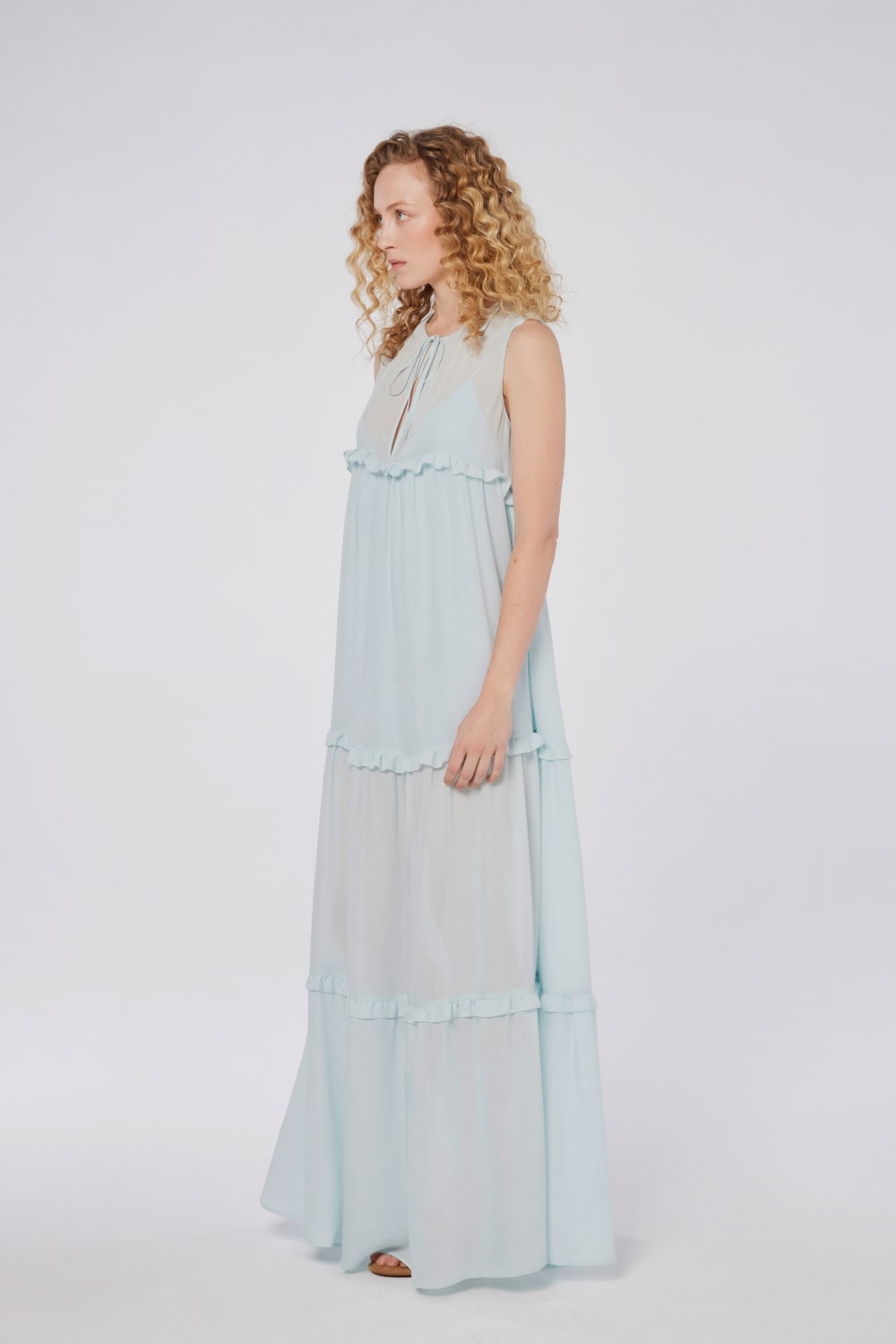 House of IKA-Volanlı Viskon Maxi Elbise-Elbise-2-Milagron.com