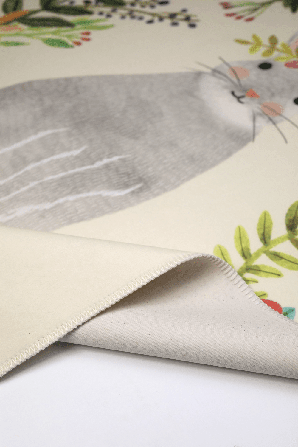 Hueppi-Bunny Wreath Makinede Yıkanabilir Non-Toksik Tavşanlı Çocuk Odası Halısı-Halı-3-Milagron.com