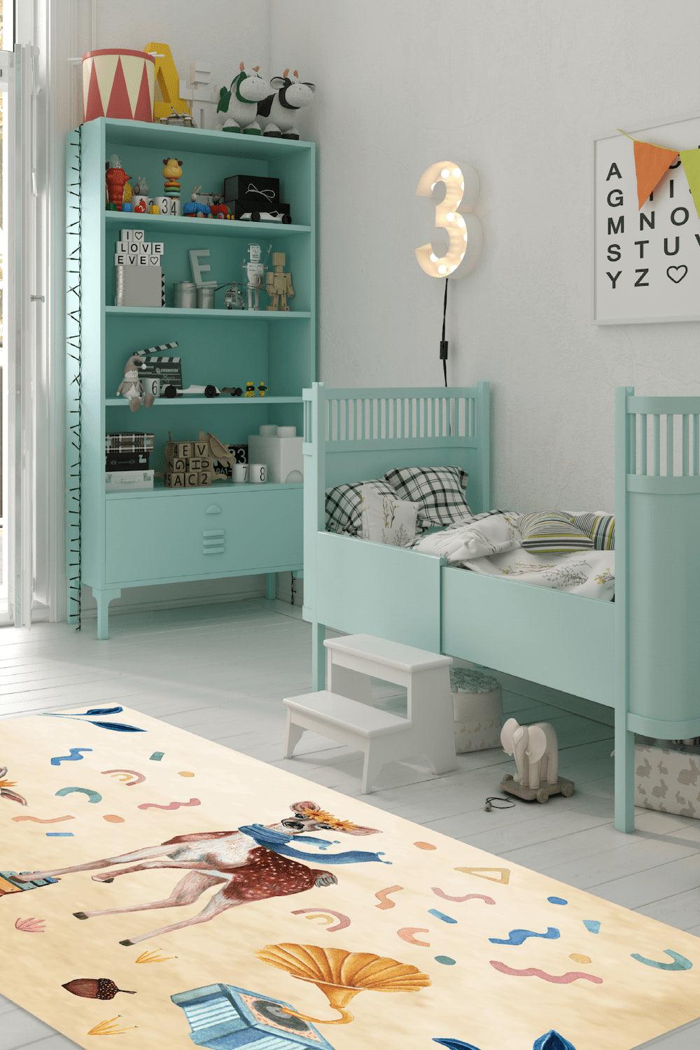 Hueppi-Sound of The Forest Makinede Yıkanabilir Non-Toksik Çocuk Odası Halısı-Halı-1-Milagron.com