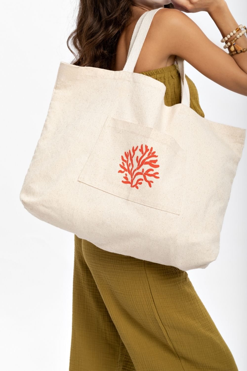 Husufi-Coral Canvas Çanta-Bez Çanta-1-Milagron.com