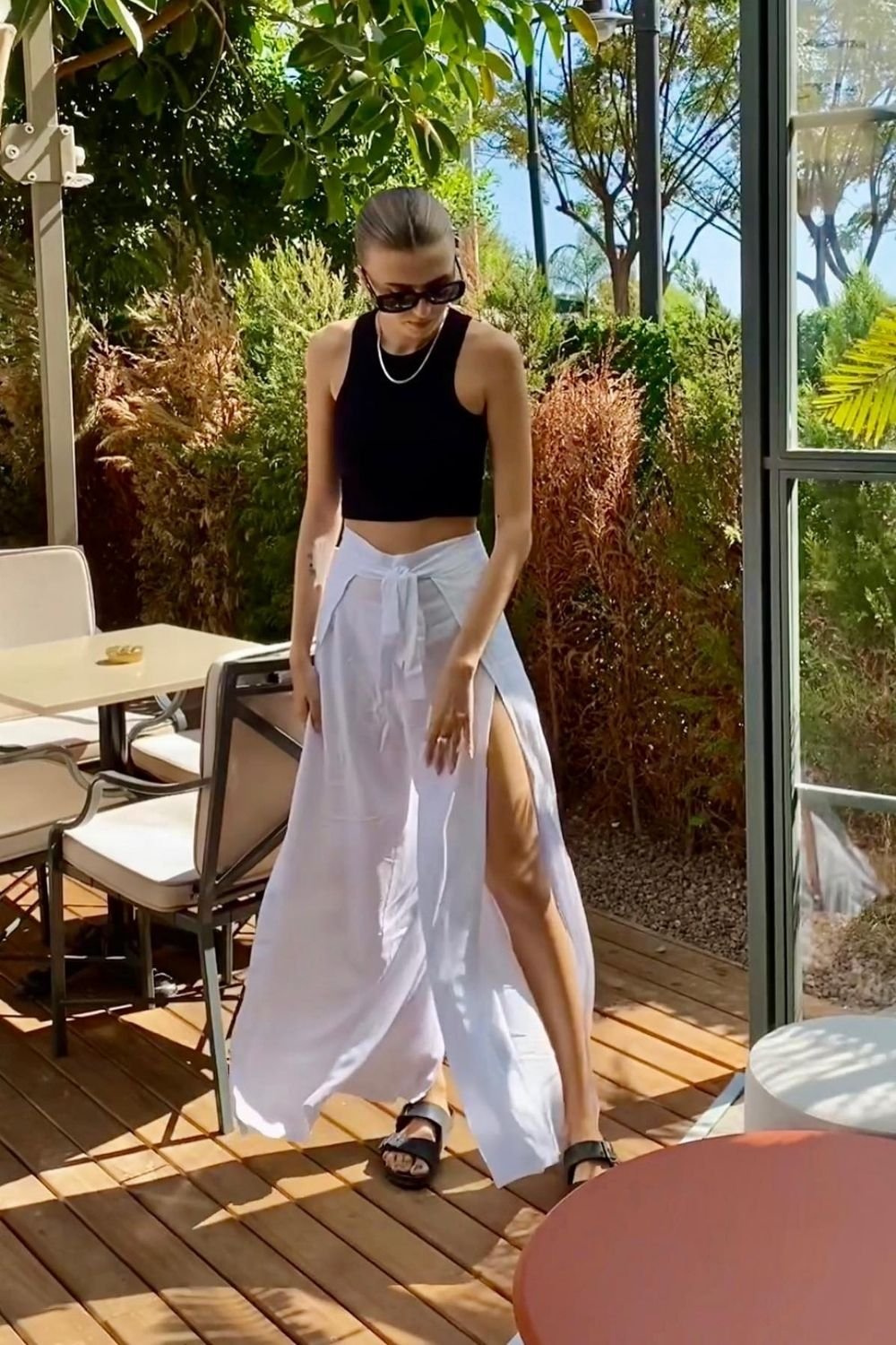 Husufi-Freeside Beyaz Yırtmaçlı Şalvar Pantolon-Pantolon-2-Milagron.com