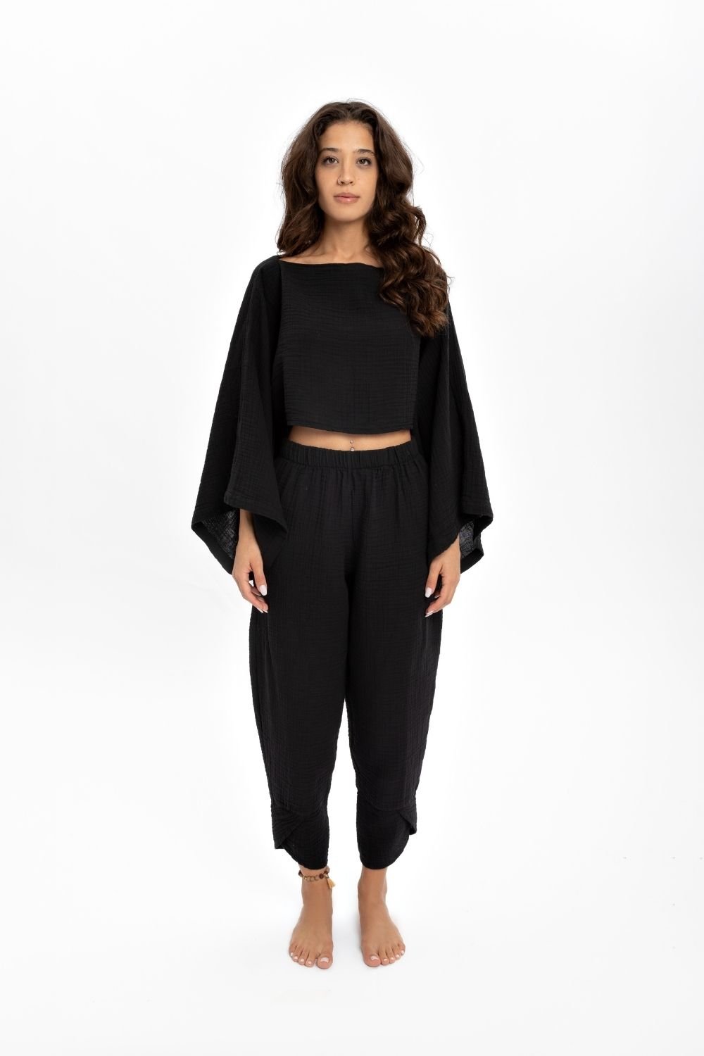 Husufi-Siyah Crop Bluz-Top-3-Milagron.com