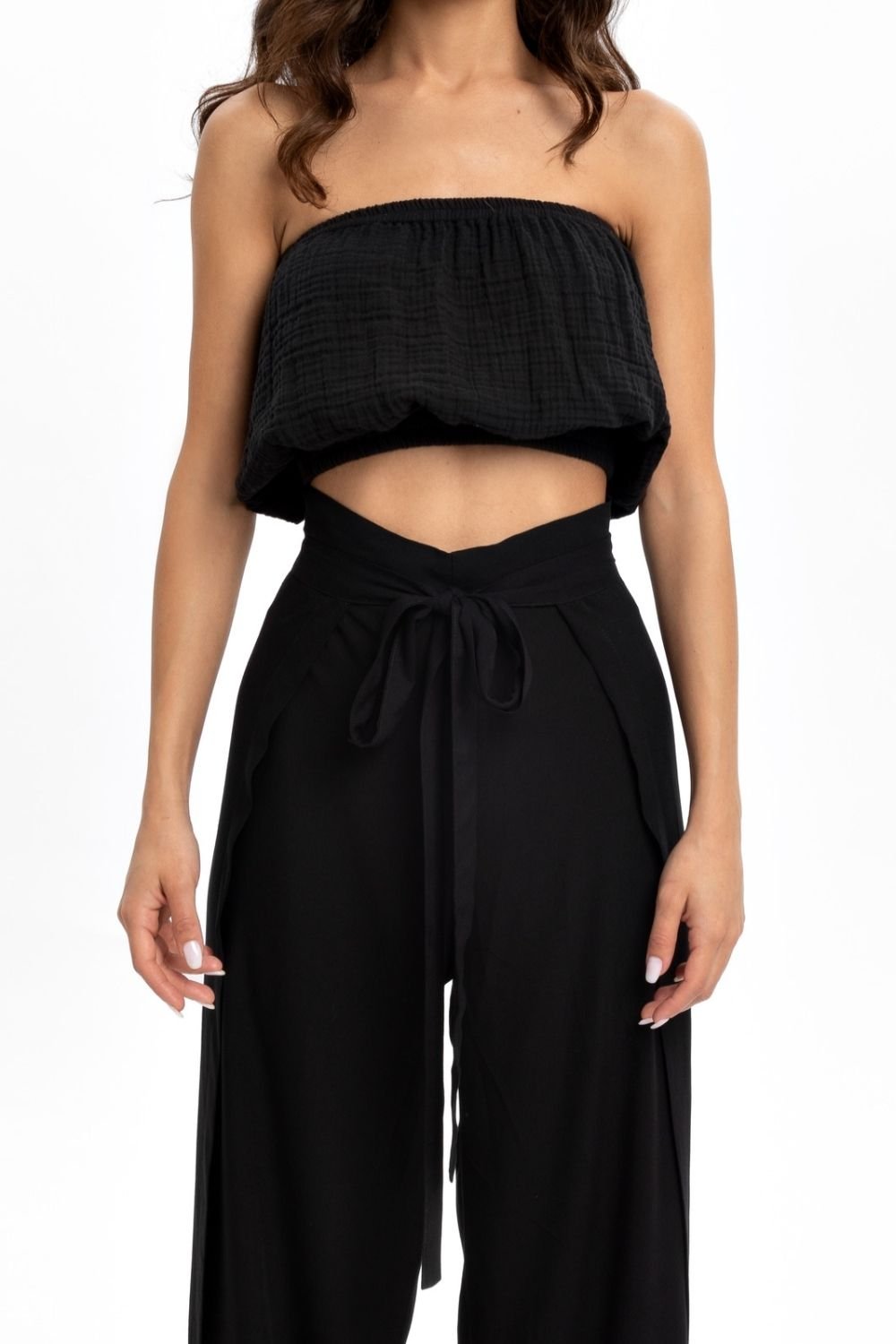 Husufi-Siyah Müslin Croptop-Top-5-Milagron.com