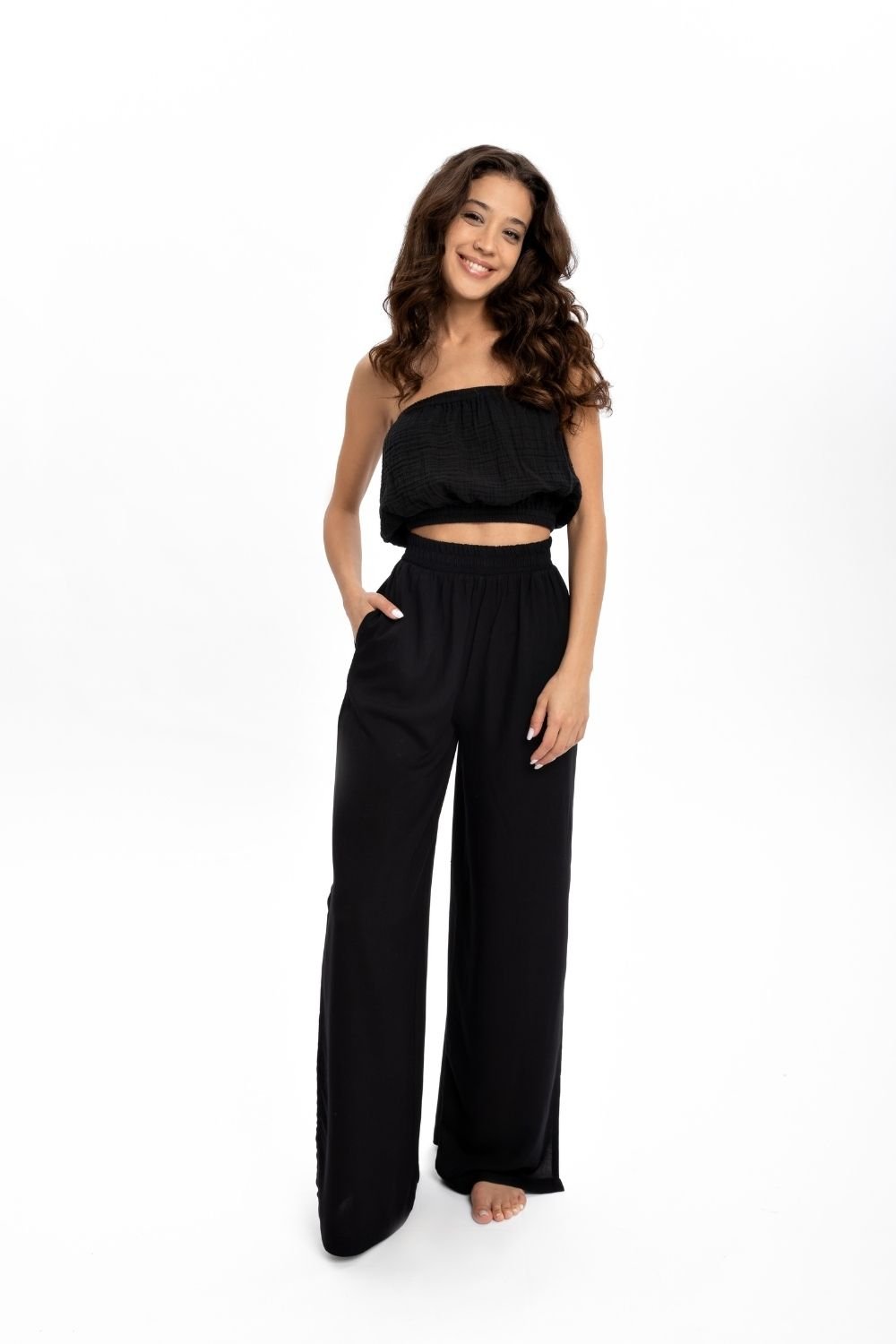 Husufi-Siyah Yırtmaçlı Pantolon-Pantolon-3-Milagron.com