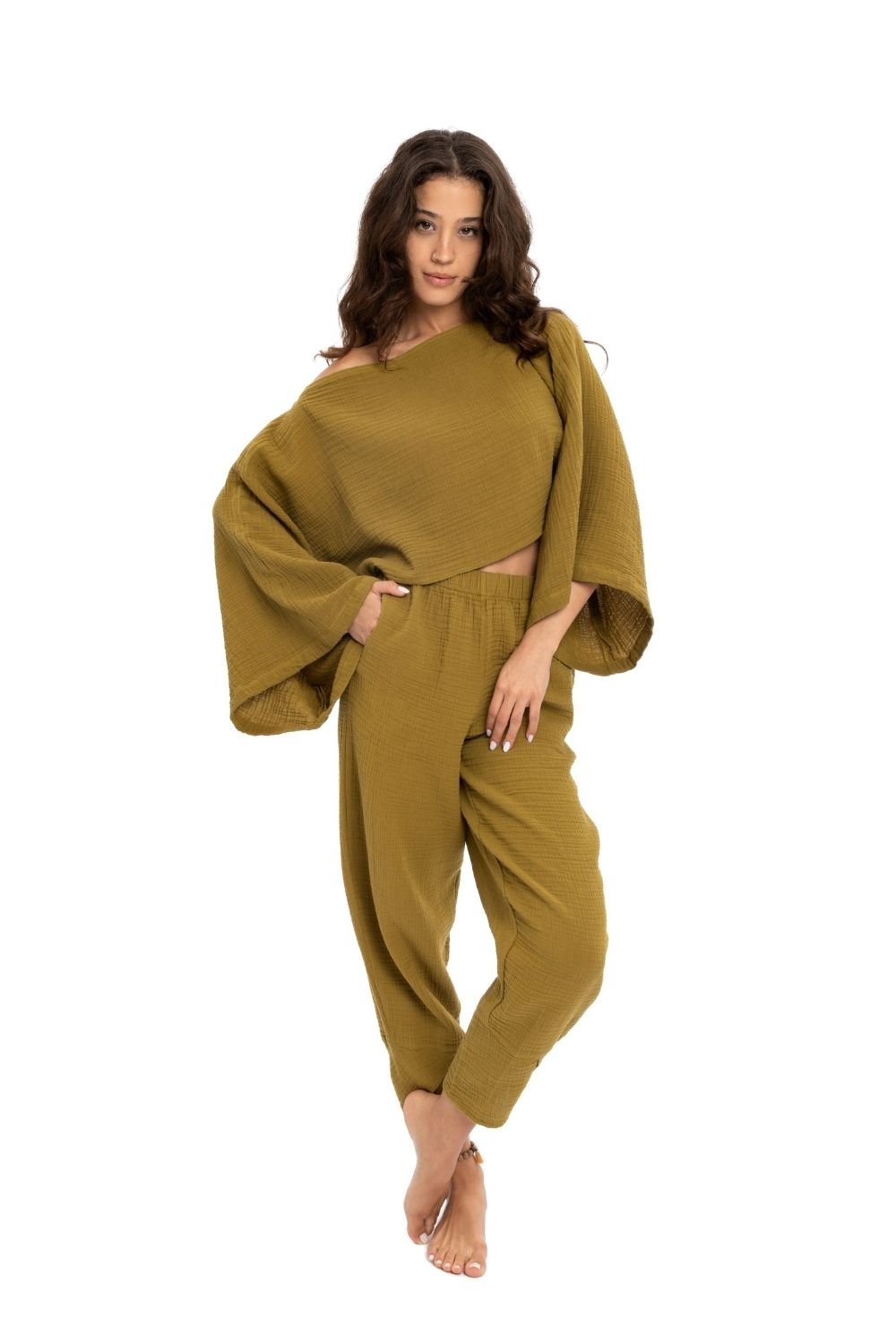 Husufi-Yeşil Crop Bluz-Top-1-Milagron.com