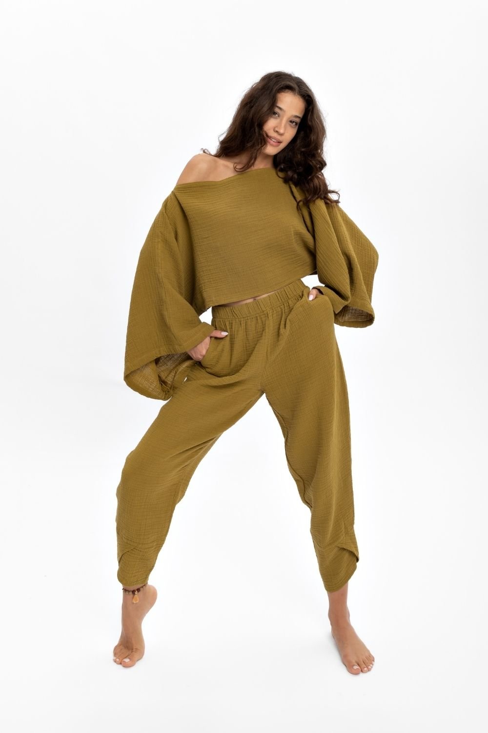 Husufi-Yeşil Crop Bluz-Top-3-Milagron.com