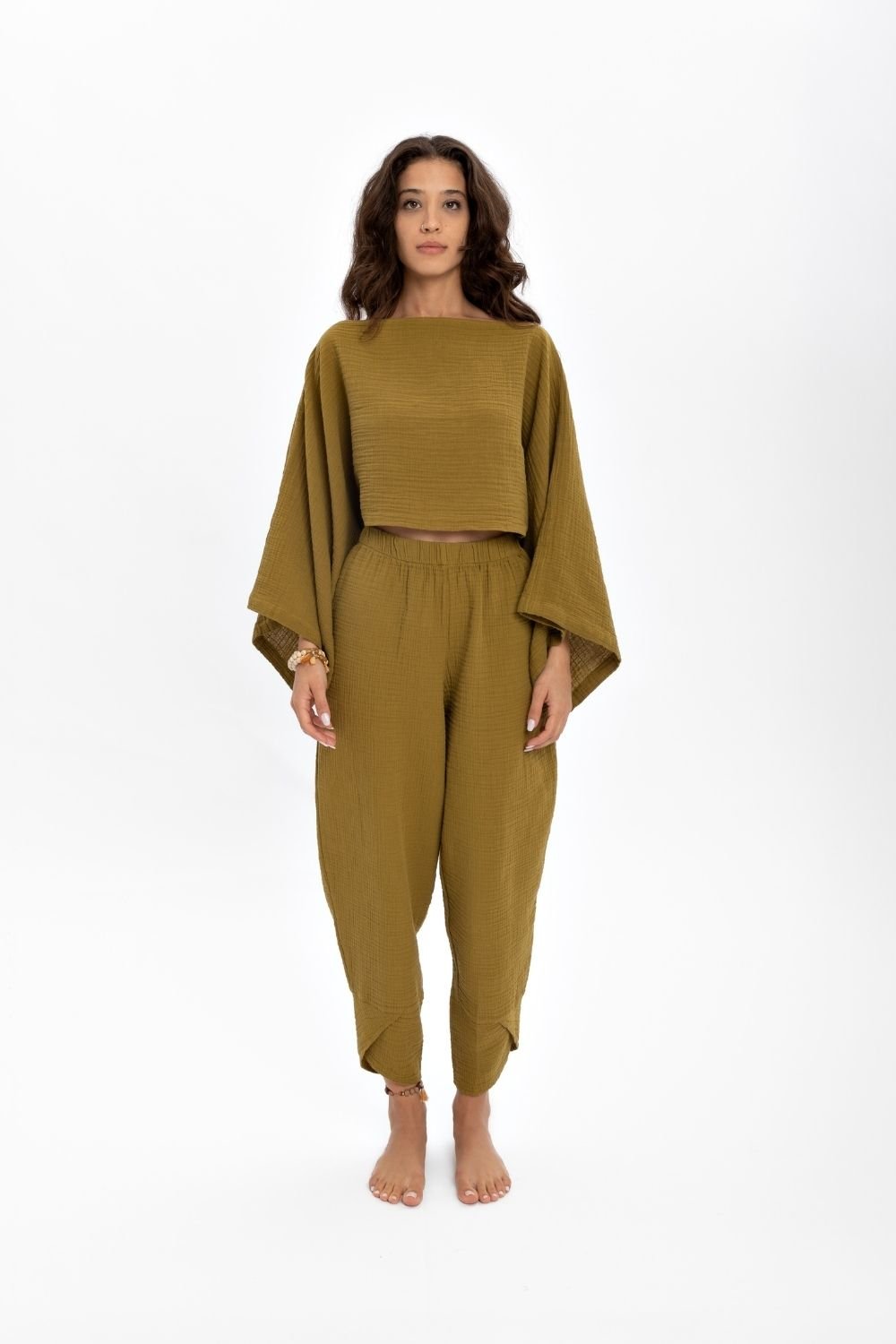 Husufi-Yeşil Crop Bluz-Top-5-Milagron.com