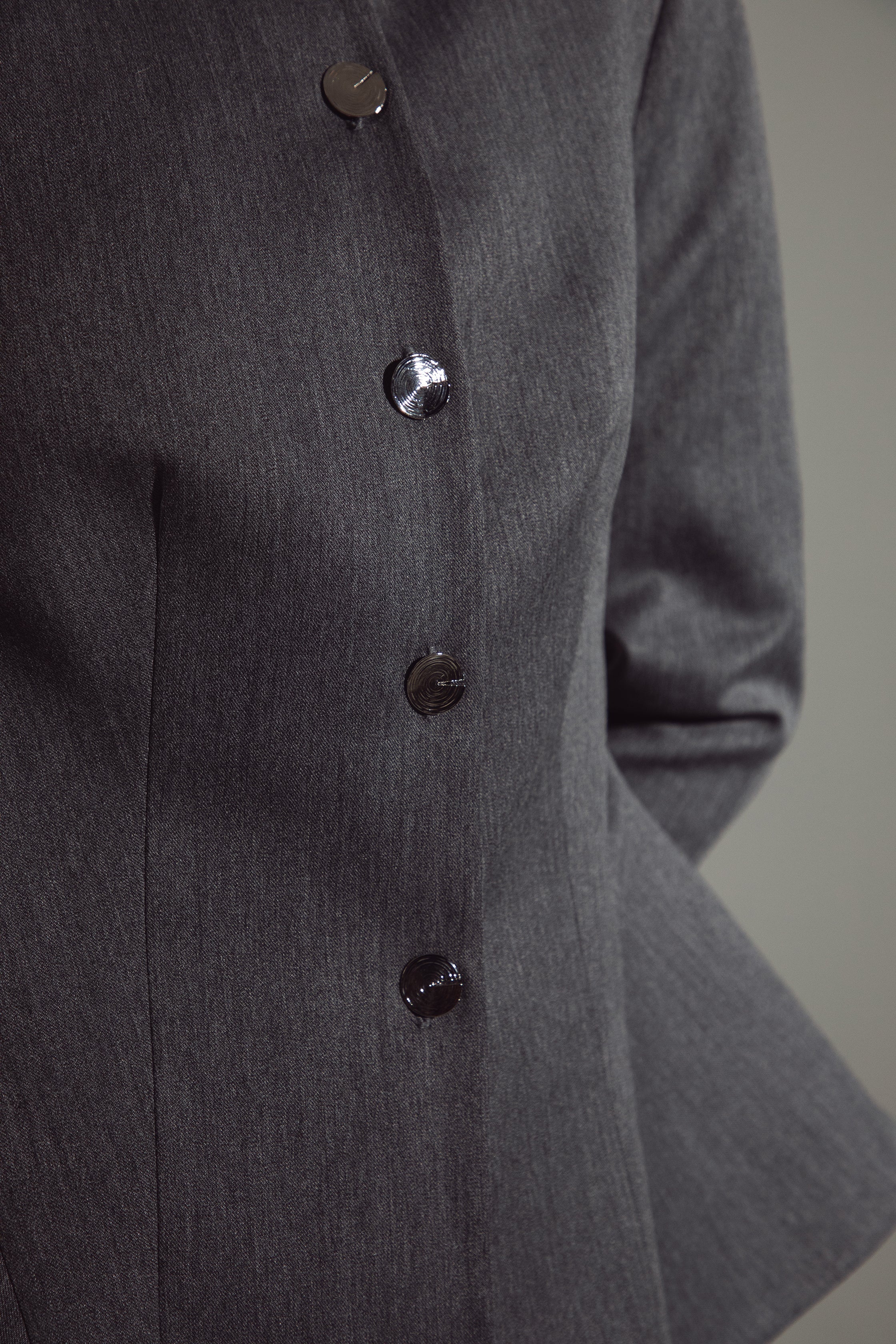 Deep Gray Peplum Suit - Jacket & Skirt