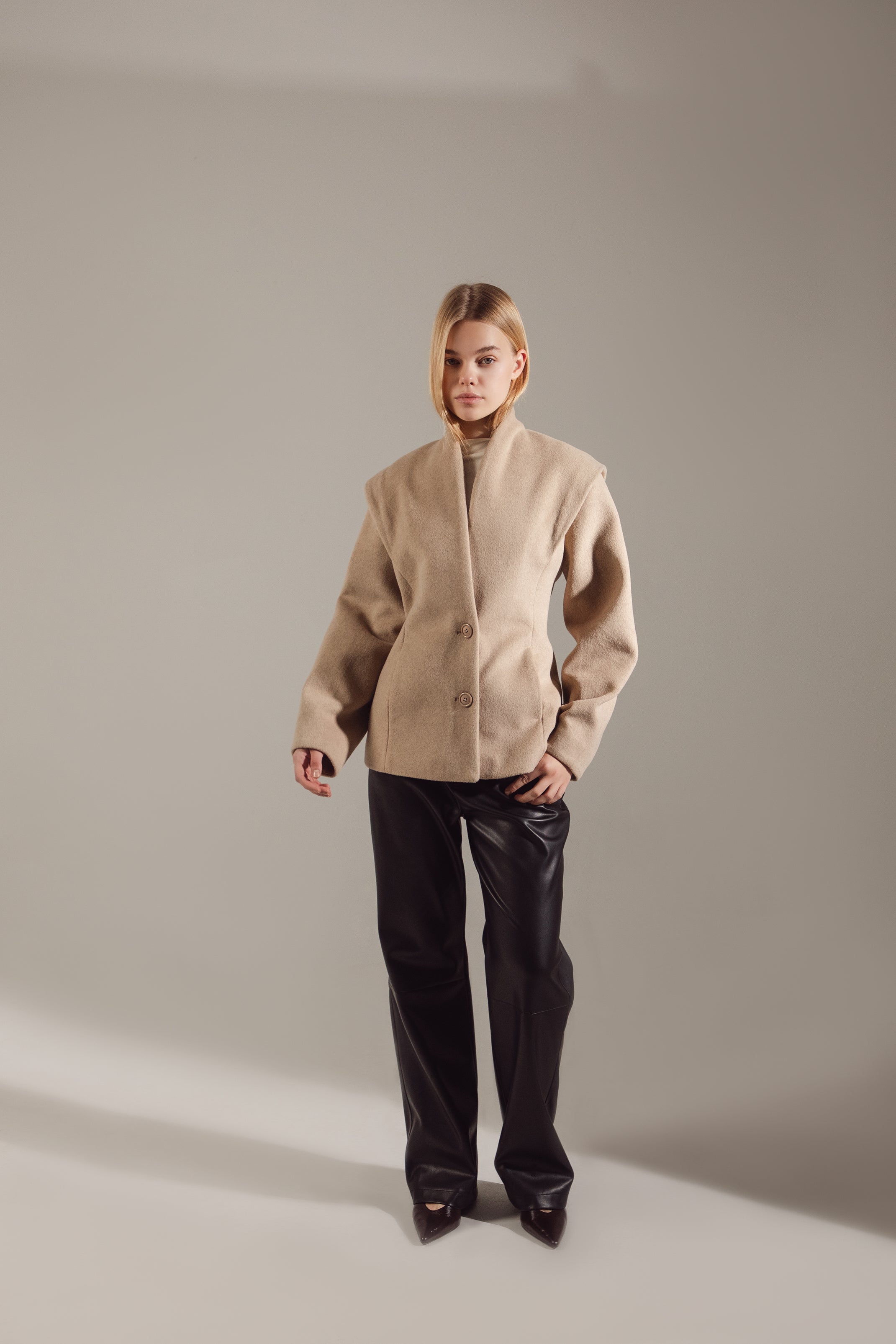 "Milky" Premium Wool Cropped Jacket-Coat