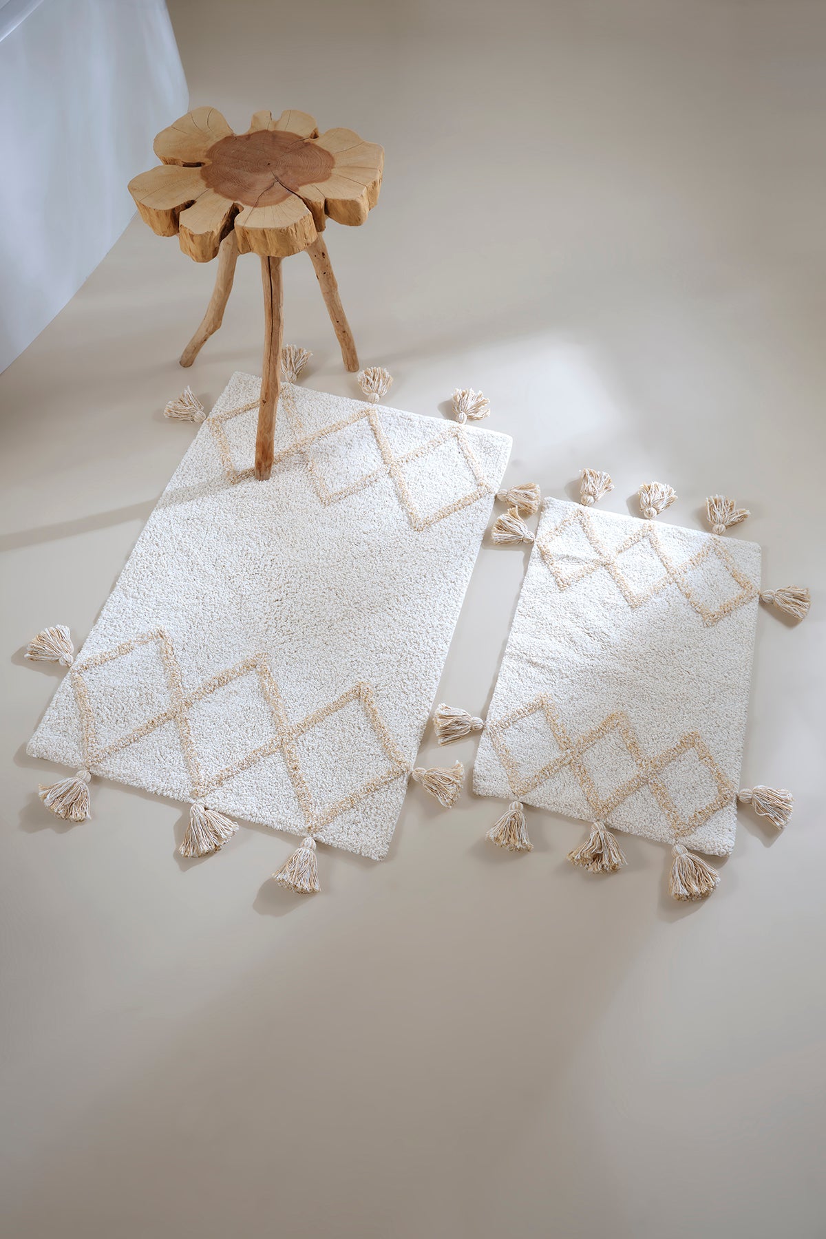 İRYA-Agnes 2’Li Takım Banyo Paspası %100 Pamuk 40X60 + 60X90 Ekru-Paspas-4-Milagron.com