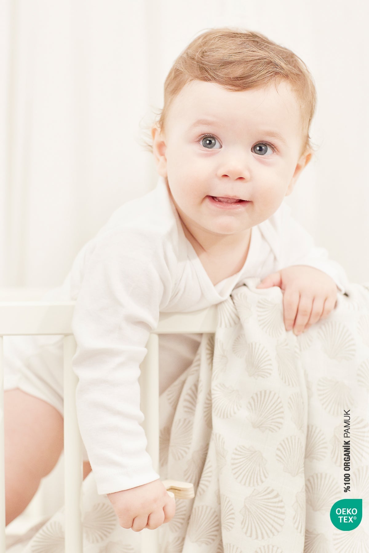 Irya-Bebe Marin Seashell Müslin Battaniye 120x120 Beyaz-Bebek Battaniyesi-3-Milagron.com