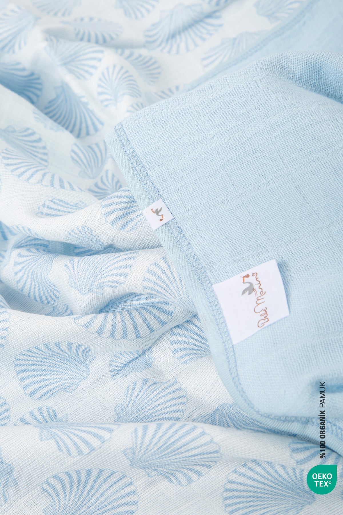 Irya-Bebe Marin Seashell Müslin Battaniye 120x120 Mavi-Bebek Battaniyesi-9-Milagron.com