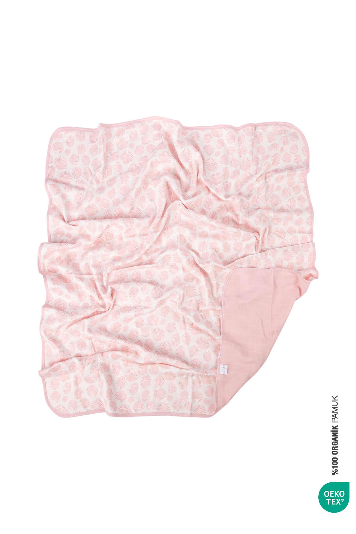 Irya-Bebe Marin Seashell Müslin Battaniye 120x120 Pembe-Bebek Battaniyesi-10-Milagron.com