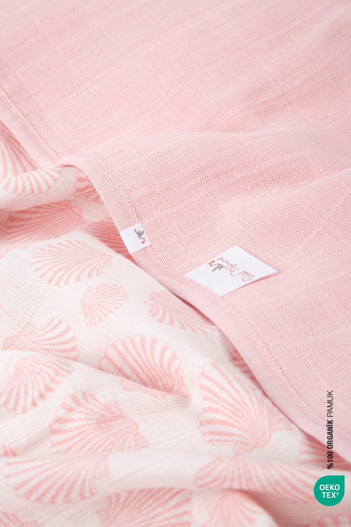 Irya-Bebe Marin Seashell Müslin Battaniye 120x120 Pembe-Bebek Battaniyesi-11-Milagron.com
