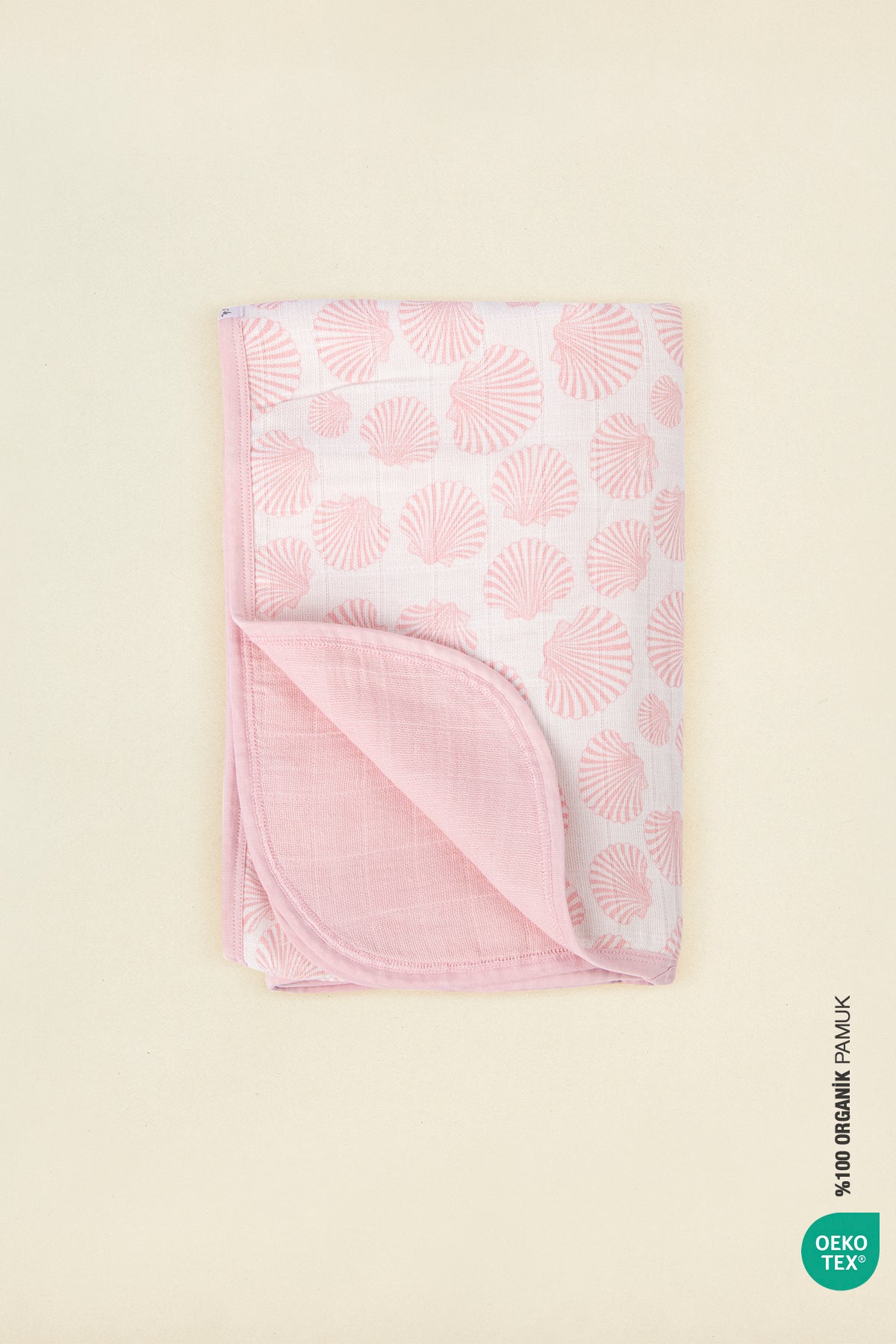 Irya-Bebe Marin Seashell Müslin Battaniye 120x120 Pembe-Bebek Battaniyesi-3-Milagron.com