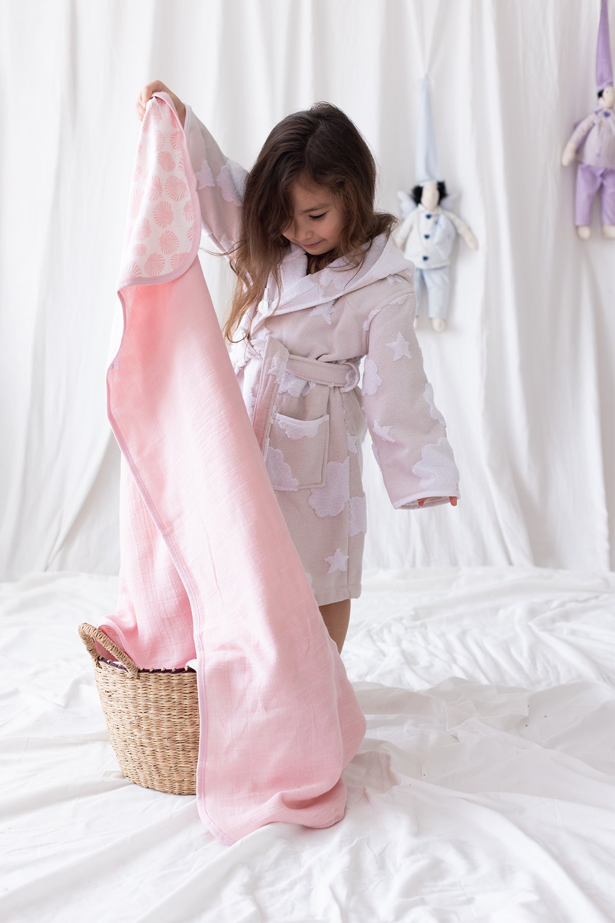 Irya-Bebe Marin Seashell Müslin Battaniye 120x120 Pembe-Bebek Battaniyesi-5-Milagron.com