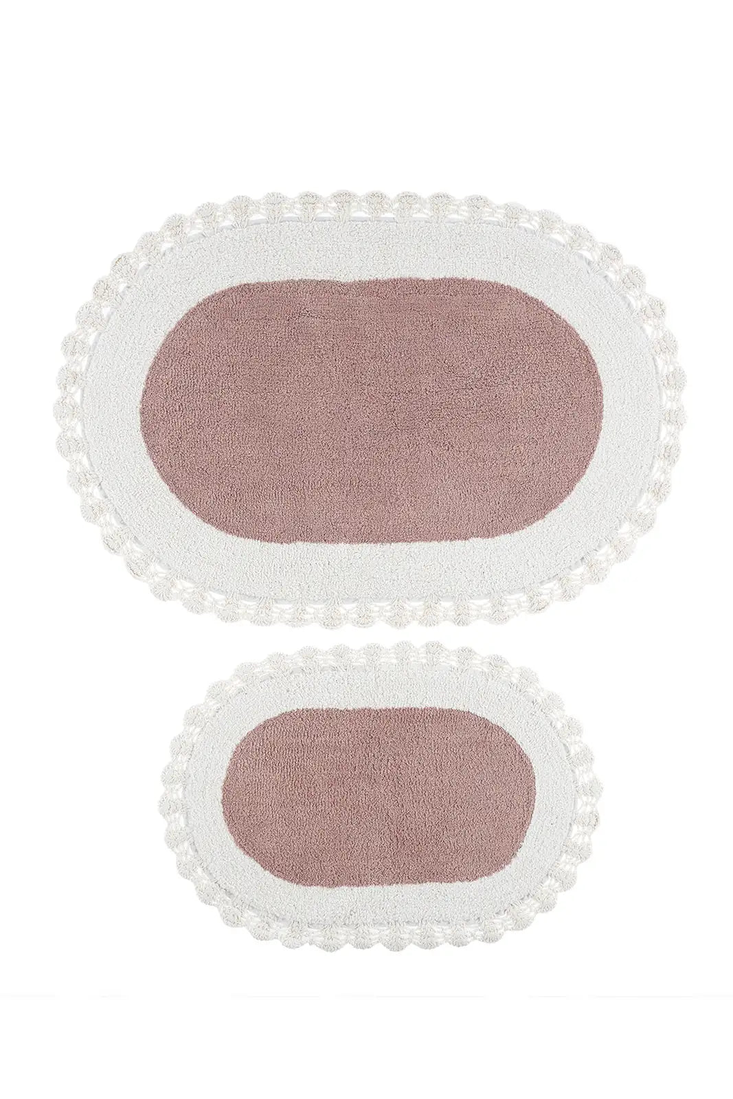 İRYA-Bianca 2’Li Takım Banyo Paspası %100 Pamuk 40X60 + 60X90 Krem-Paspas-3-Milagron.com