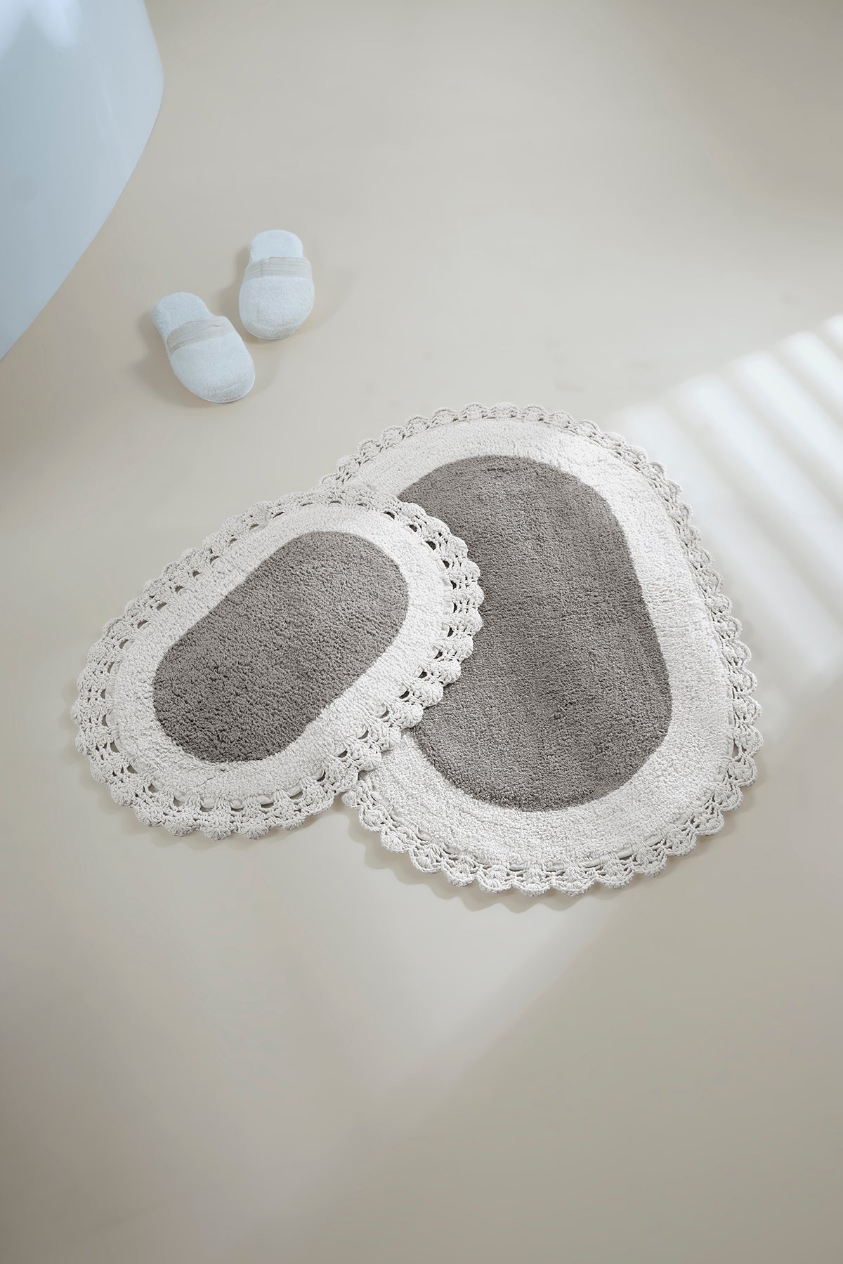 Irya-Bianca 2’li Takım Banyo Paspası %100 Pamuk 40x60 + 60x90 Gri-Banyo Paspası-6-Milagron.com