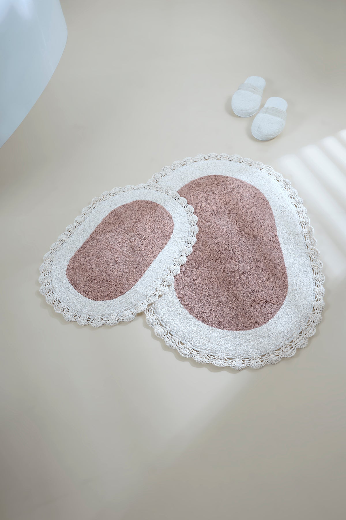 Irya-Bianca 2’li Takım Banyo Paspası %100 Pamuk 40x60 + 60x90 Krem-Banyo Paspası-6-Milagron.com