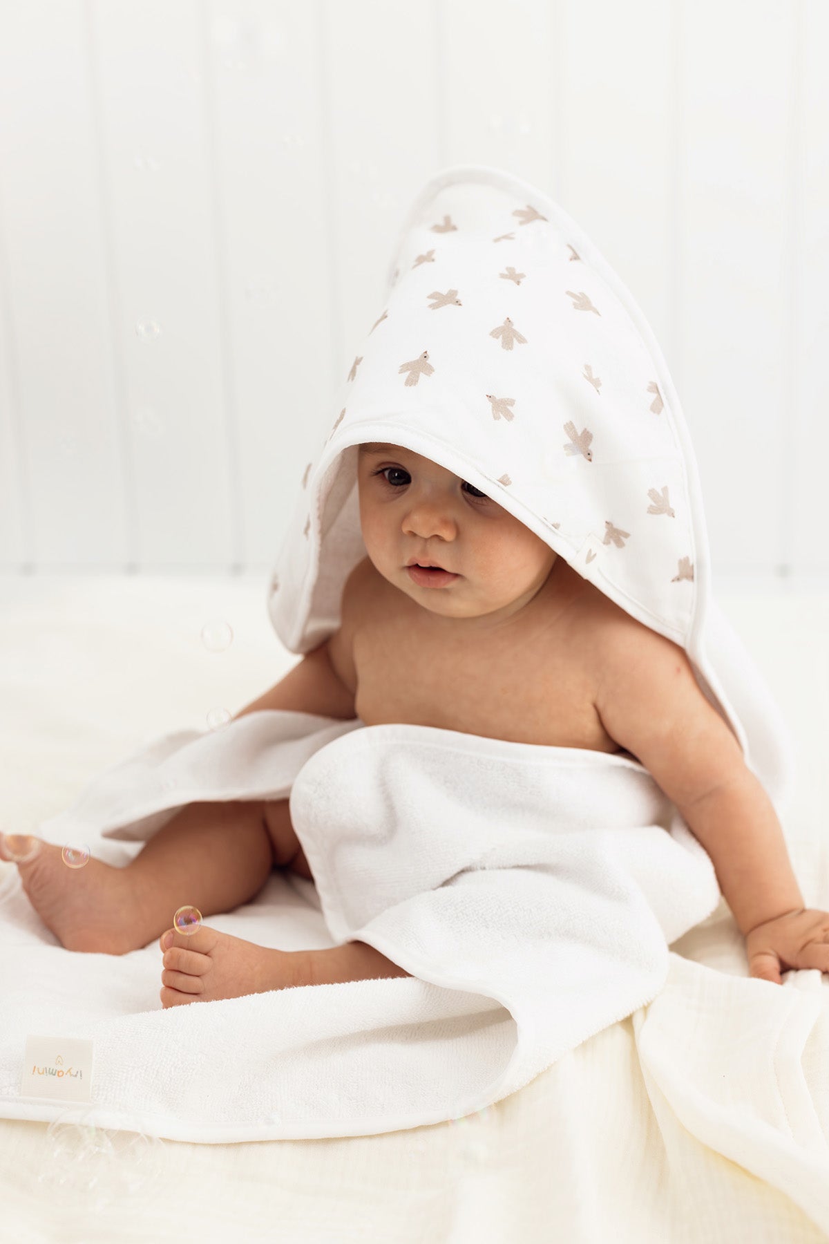 Irya-Birdie Organik Pamuk Müslin Bebek Kundak Beyaz 75x75-Kundak-1-Milagron.com