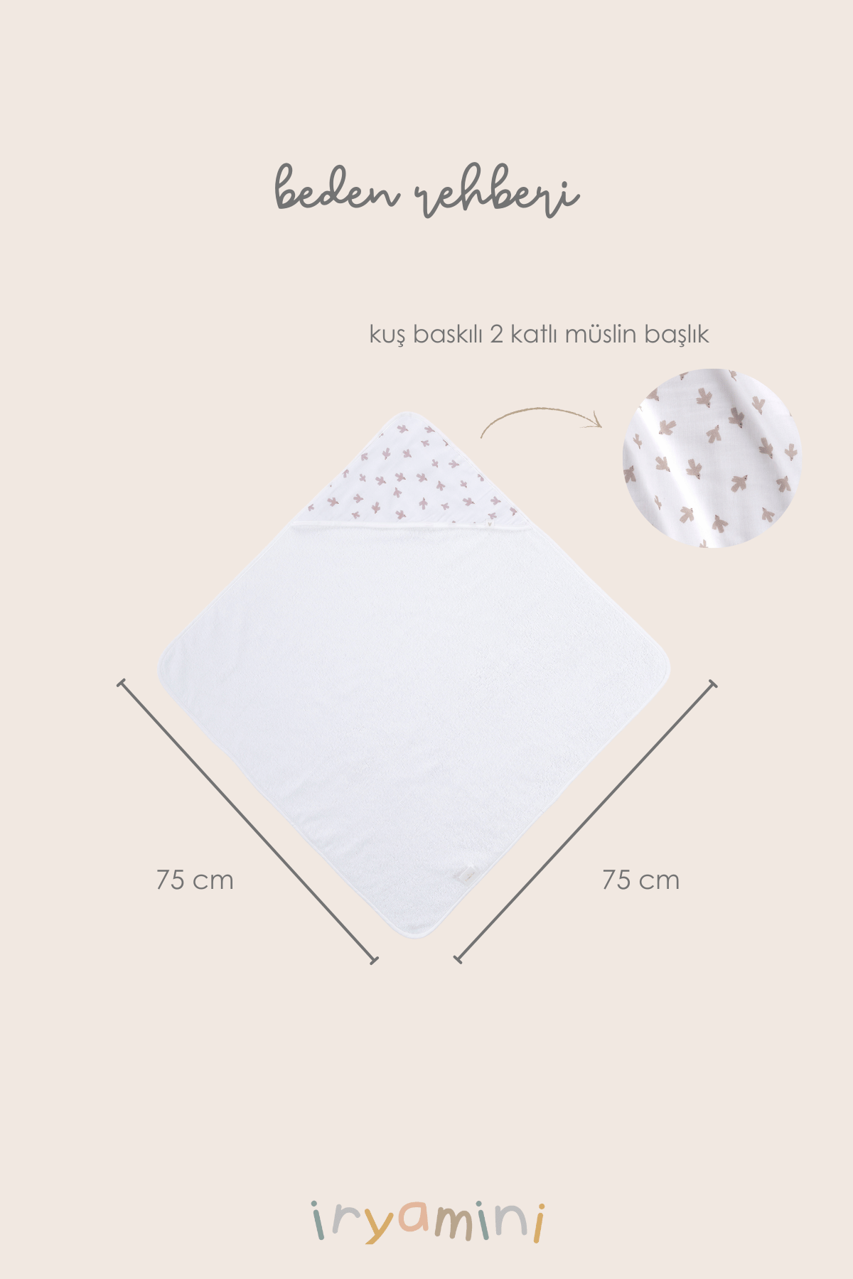 Irya-Birdie Organik Pamuk Müslin Bebek Kundak Beyaz 75x75-Kundak-5-Milagron.com