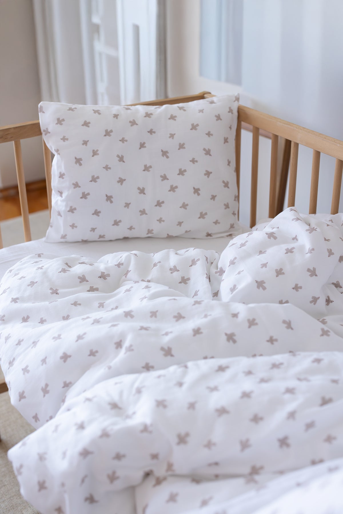 Irya-Birdie Organik Pamuk Müslin çocuk Nevresim Takımı-Çocuk Nevresim Takımı-4-Milagron.com