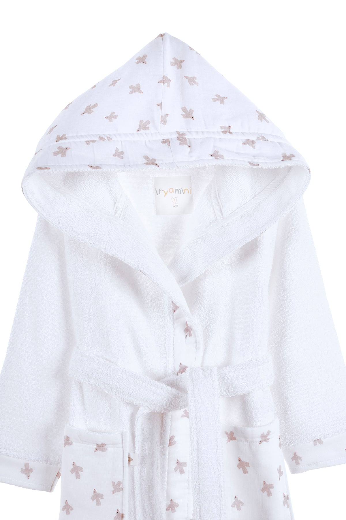 Irya-Birdie Organik Pamuk Müslin Detaylı çocuk Bornoz Beyaz-Çocuk Bornozu-7-Milagron.com
