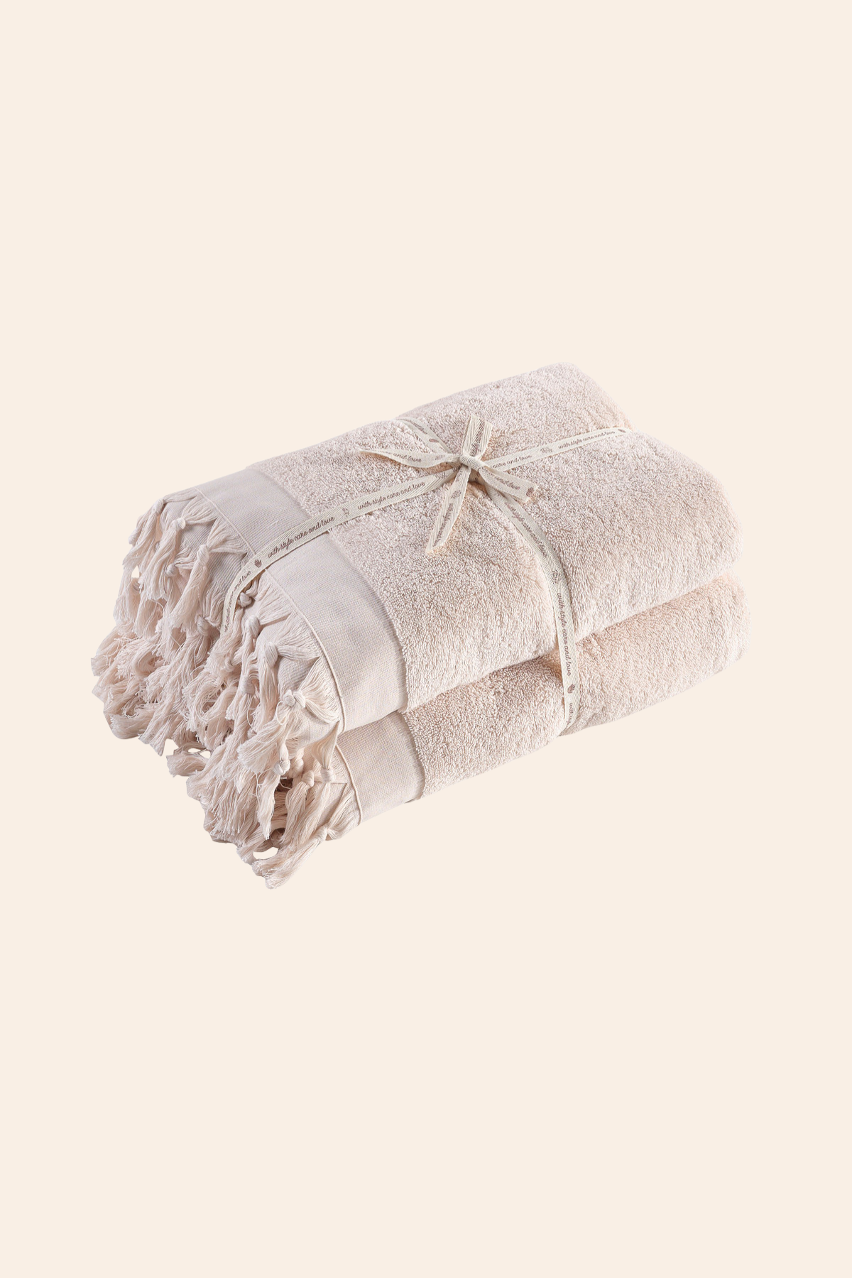 İRYA-Bodrum Banyo Havlusu Seti, Açık Bej - 2'li, 80x150 Cm-Havlu & Havlu Setleri-2-Milagron.com